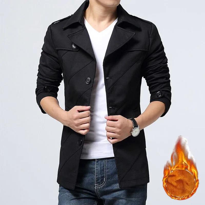 Man Autumn Winter Trench Coat Streetwear Windbreaker Trench Coat Men Solid Business Casual Loose Long Overcoat Streetwear Blazer
