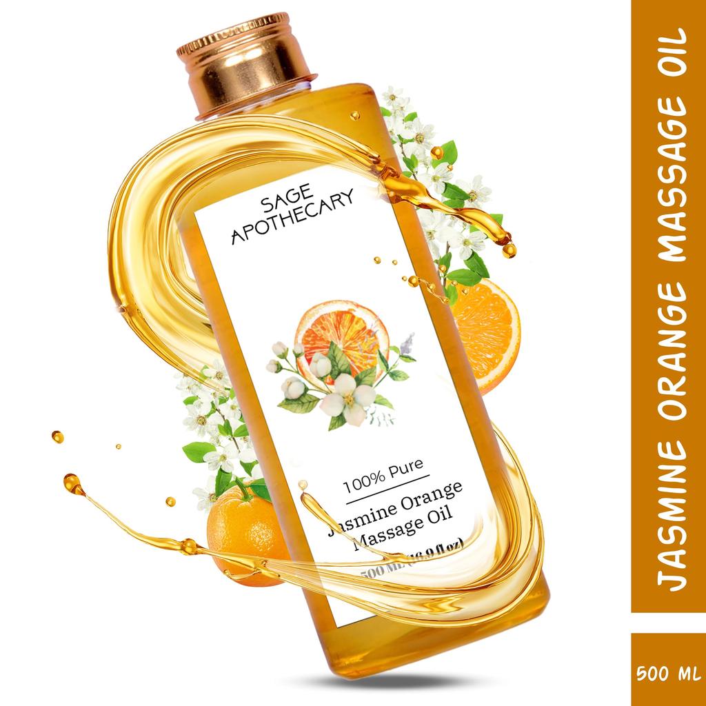 Sage Apothecary's Orange Jasmine Massage Oil : Sensual Harmony Meets Natural Elegance | Vegan | Cruelty Free | Natural Bliss | Ideal for Couples,