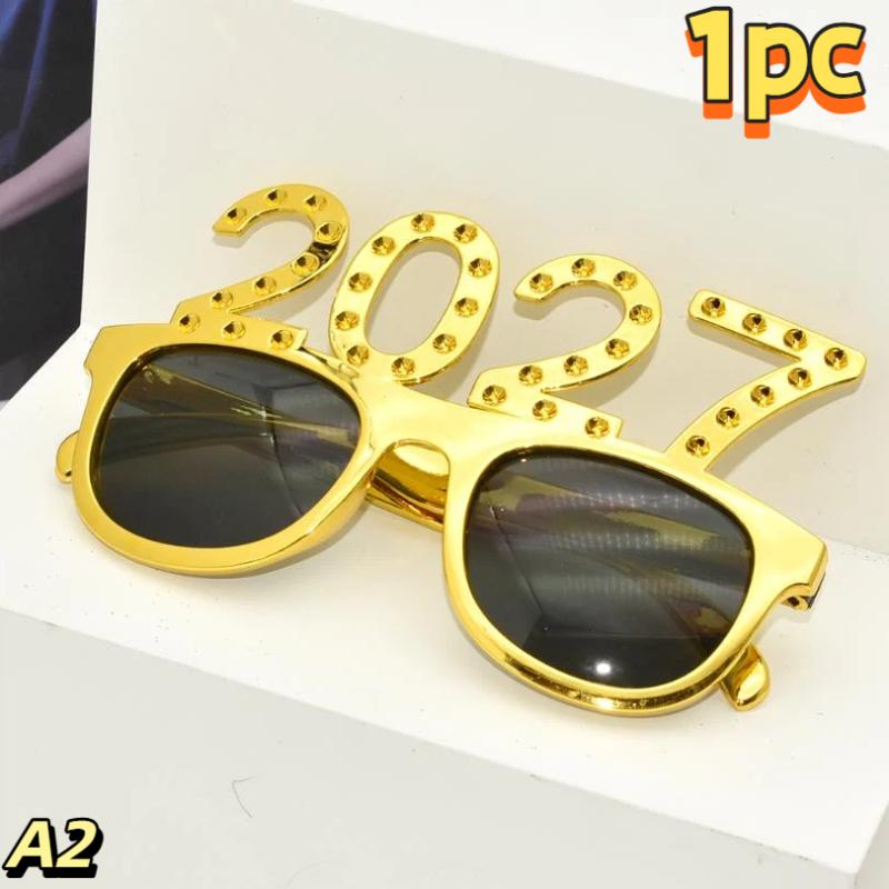 2027 Number Eyeglasses Happy Year Glasses Diamond Glitter Sunglasses Cosplay Prop Xmas Party Decoration Funny Glasses