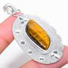 Tiger Eye Gemstone Handmade 925 Sterling Silver Jewelry Pendant 2.48"