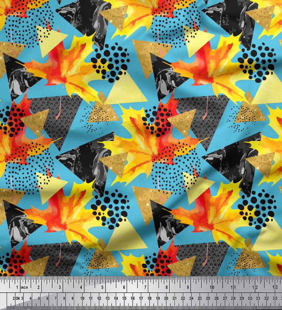 

Soimoi Green Японська креп-атласна тканина, трикутник, осіннє листя та мазок пензля, абстрактний друк, швейна тканина, метр 42 дюйма 42 Inch Wide - Poly Crepe синій