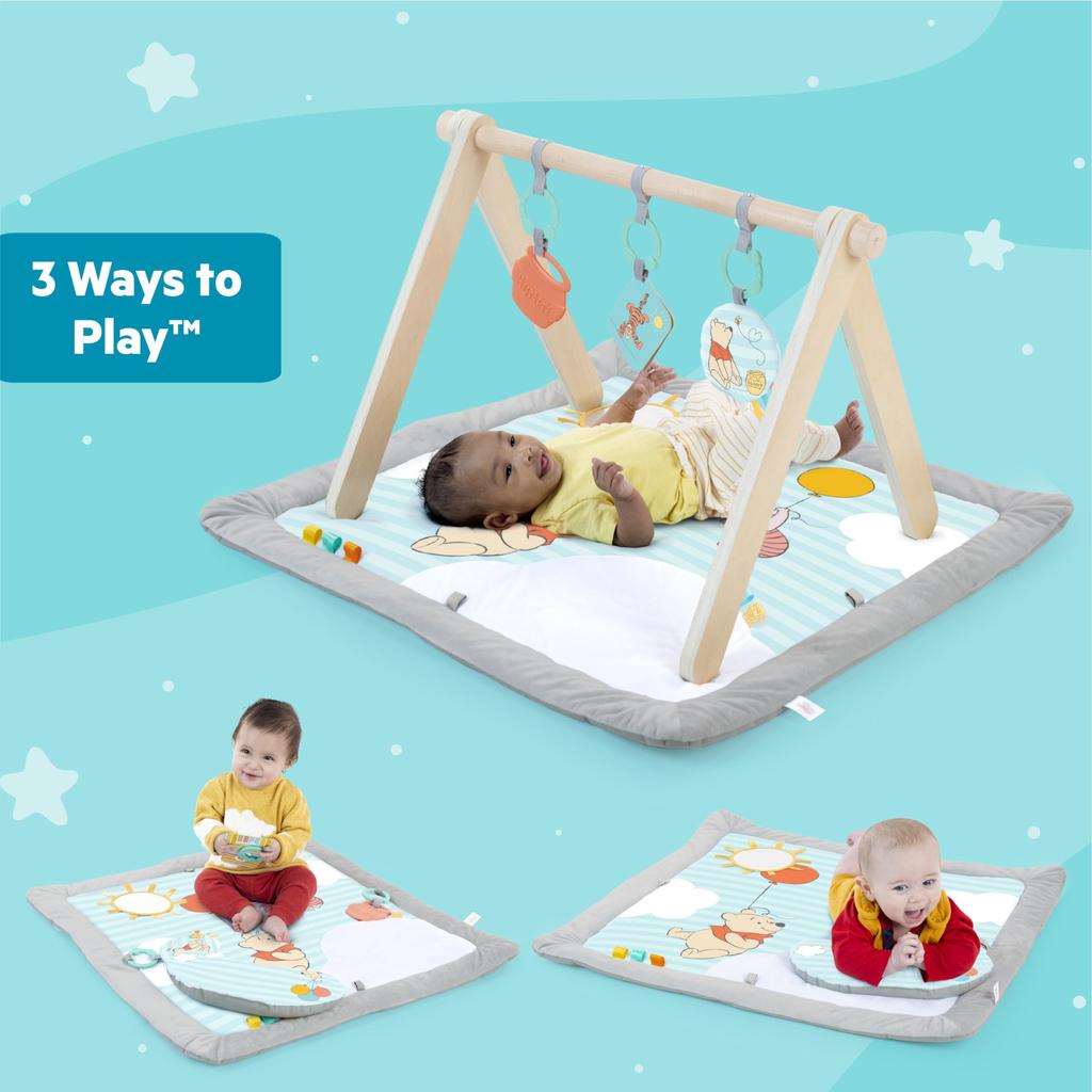 Bright Starts Winnie the Pooh Tummy Time Activity Gym (0 Months) - Baby Gym, Baby Mat, Play Gym, Blue, 13124