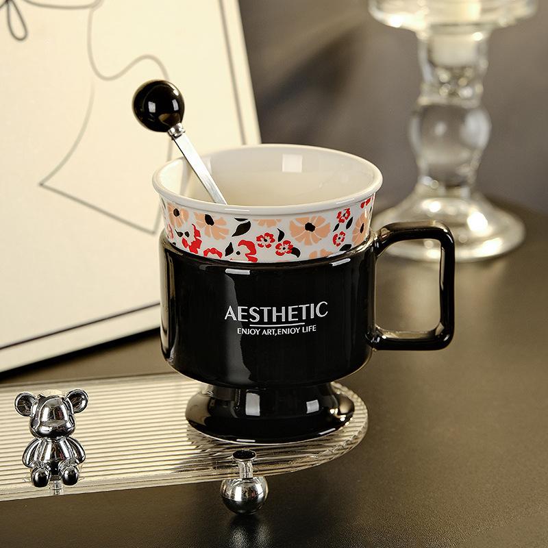 French Mug Exquisite Goblet Office Coffee Cup High Value Ceramic Cup Couple Best Friend Souvenir