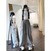 [Real shot three-dimensional waist] Tooling wide-leg pants women's summer large size loose ice silk quick-drying casual pants sports straight