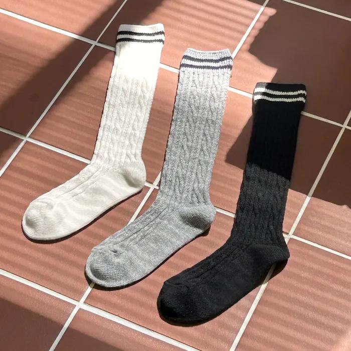[Banana Sisters] Prep P Striped Wool Knee Socks 3 Colors