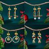 Colorful Christmas Diamond Bowknot & Star Seed Bead Earrings