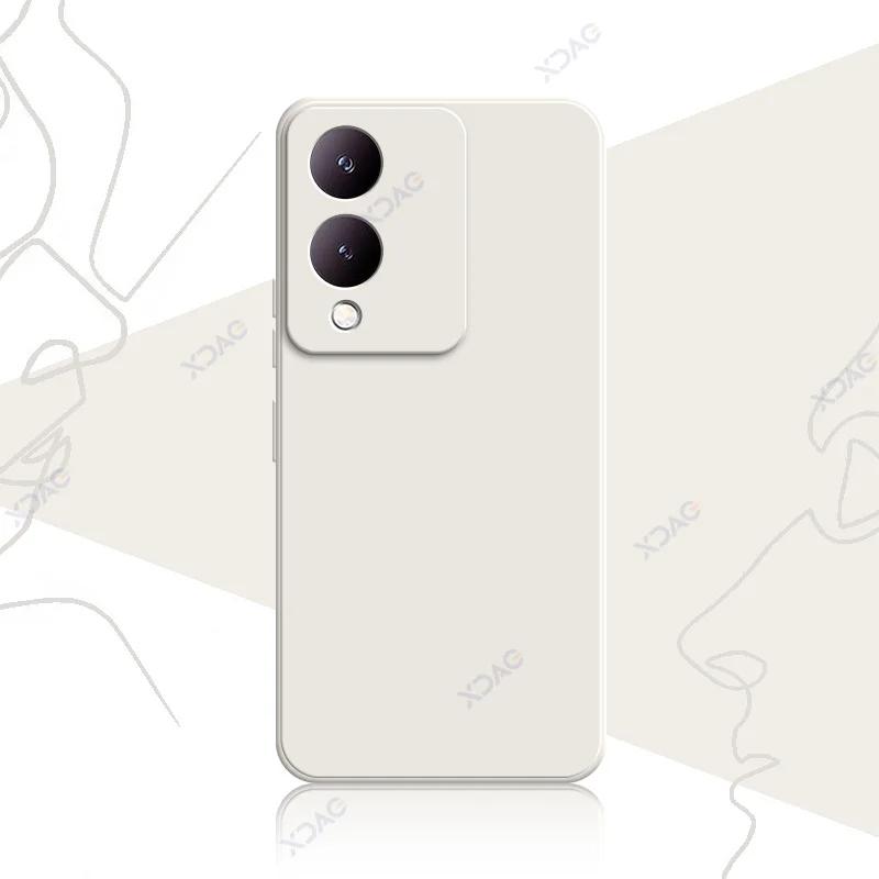 

Чехлы для мобильных телефонов VIVO Y28 VIVOY28 5G 6,56 360 Мягкий роскошный квадратный жидкий силиконовый чехол для задней крышки Водонепроницаемая сумка-броня Just Y28 5G not 4G&vivo Y28 слоновая кость