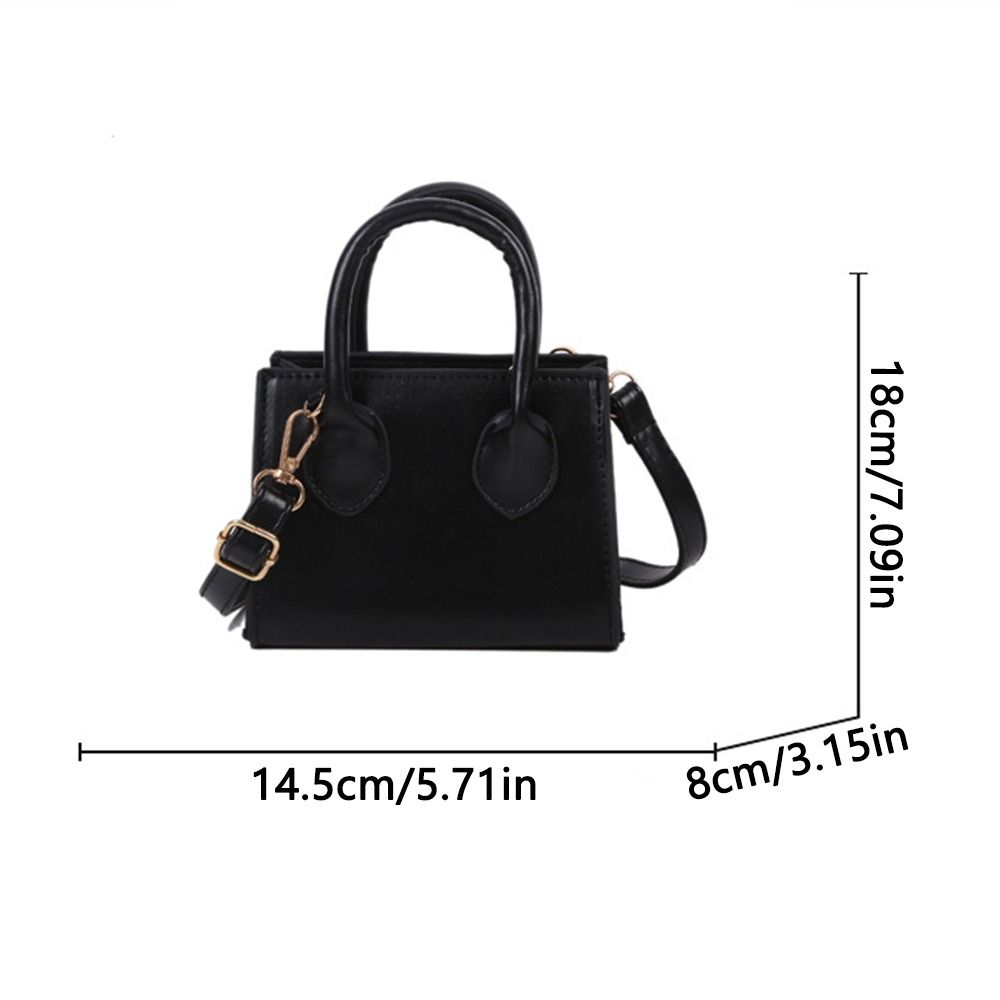 PU Leather Mini Handbag Solid Color Flap Shoulder Purse Korean Style Small Square Bag  Work Women