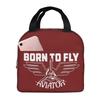 Born To Fly Captain Stripes Flight Pilot Insulated Lunch Bag Cooler Thermal Food Box Tote Leakproof Lunch Boxes Container