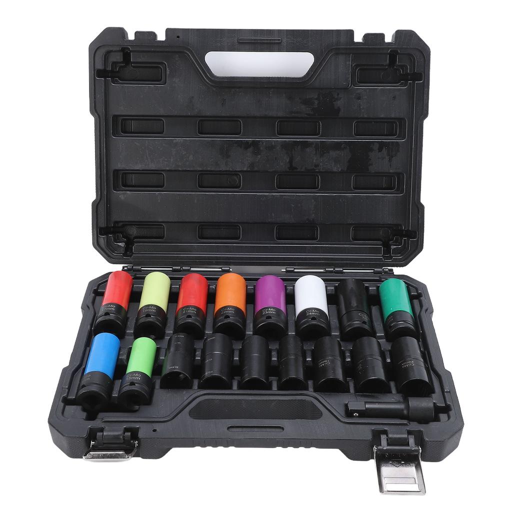 1 2in Drive Socket Set Hex Design Double Ended Torsion 6 Point and 12 Point Driver Socket Set with Extension Rod