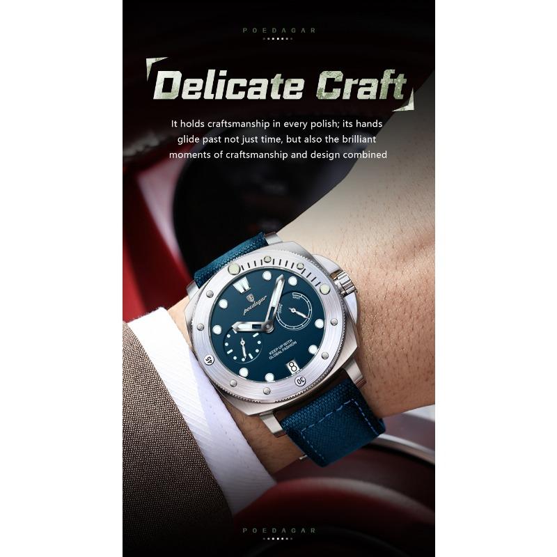 POEDAGAR High Quality Watches for Man Waterproof Luminous Date Exquisite Men Clock Nylon Leather Quartz Fashion Wristwatch