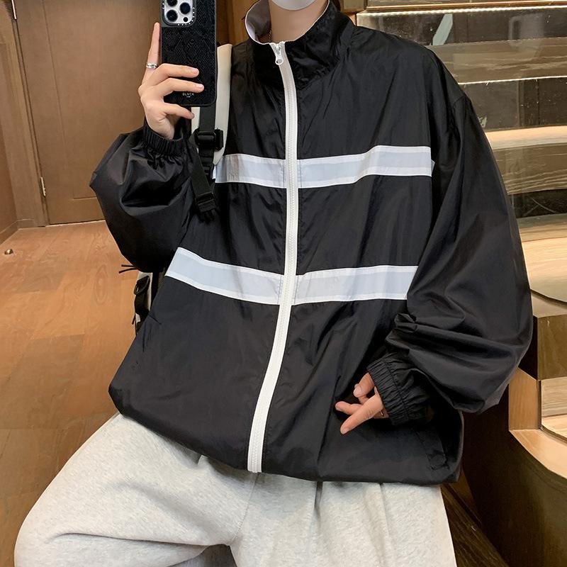 

Latest Mens Sunscreen Clothing Long-sleeved Jacket Skin Clothing Color Matching Stand-up Collar Couple Clothing 5XL чорний