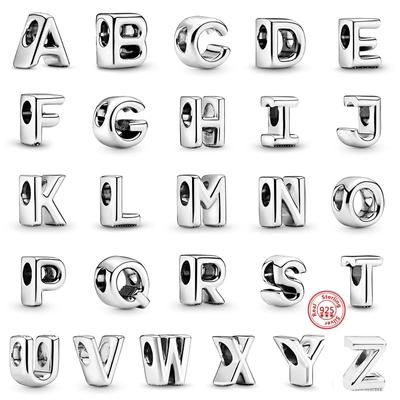 Neu Echt 100% 925 Sterling Silber Brief Alphabet AZ Charme Fit Original Charms Armband Anhänger Frauen DIY Perlen Schmuck
