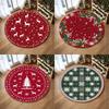 Feiertags-Saisonale Deko Runder Teppich Schneeflocken Baum Design Teppich Rentier Weihnachten Blume Bereichsteppich für Gemütliches Wohnzimmer Schlafzimmerteppich
