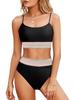 U Neck Webbing High Waist Sexy Two Piece Swimsuit Elegant Women Bikini