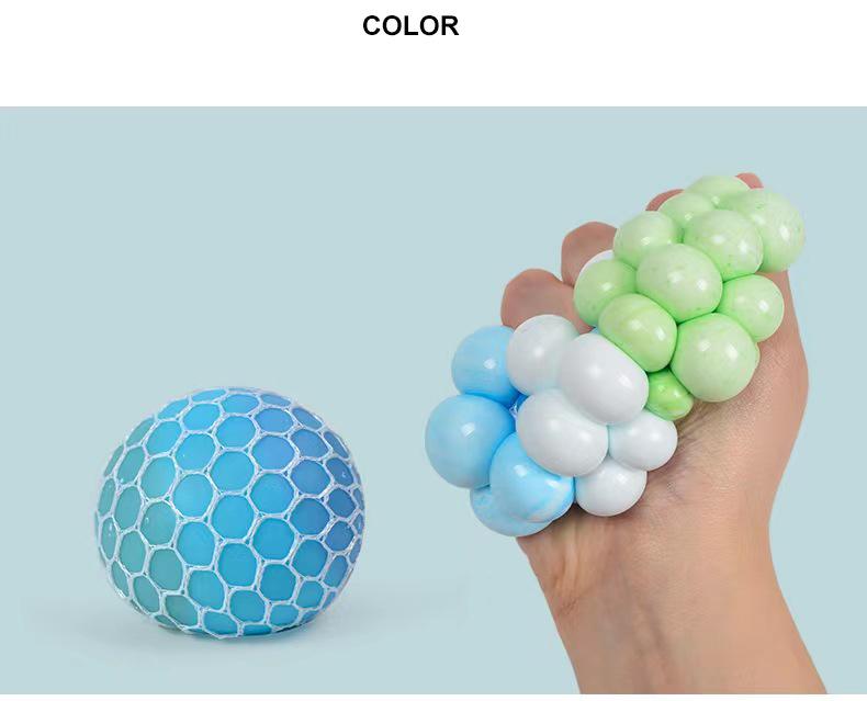 6CM Handgequetscht Dreifarbig Mehl Traube Tennisball Dekompression Spielzeug TPR Klebrig Langsamer Rückprall Erwachsenen Druckball Kinder Geschenk