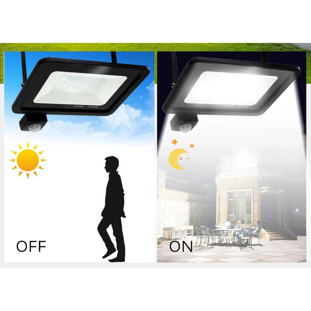 LED Floodlight PIR Motion Sensor White/Warm White IP66 AC220V Exterior Projector Spotlight SMD2835 Outdoor Lighting Floor Lamp