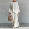 Bomull lin oversized Vår sommer høst vintage fritid 2 to deler sett løs t-skjorte t-skjorte dame t-skjorte dame t-skjorte topper vide bukser