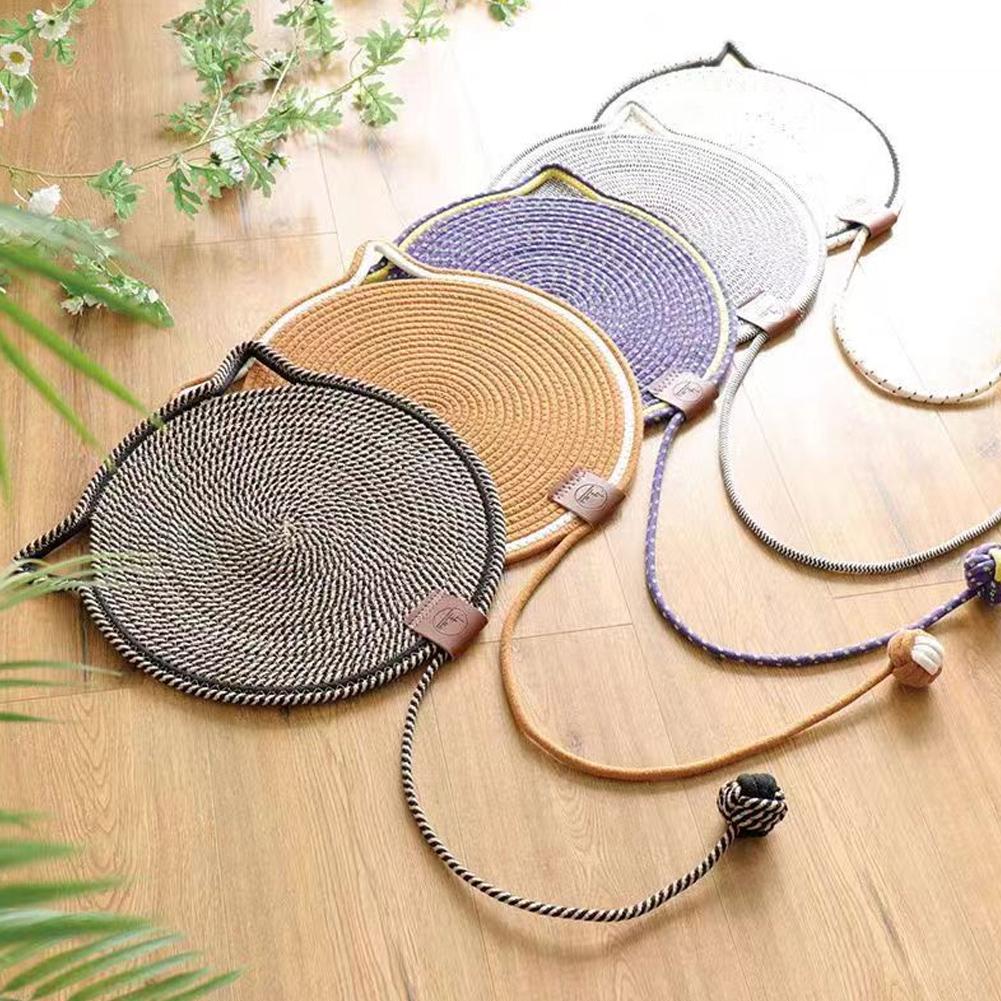 Cotton Rope Woven Cat Scratch Pad Toy Ball Integrated Cat Sleeping Pad, Scratch-resistant, Wear-resistant, Washable Pet Pad