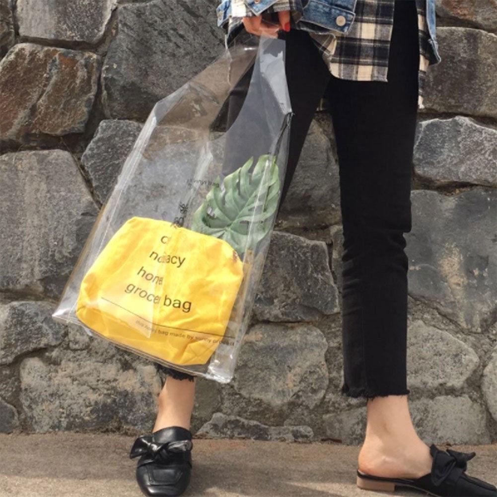 Stylish Us Large Clear Transparent Vinyl Plastic Shoulder Bag For Effortless Fashion