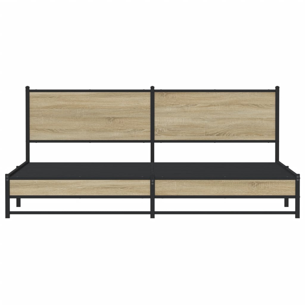 Metal Bed Frame without Mattress Sonoma Oak Finish 193 x 203 cm