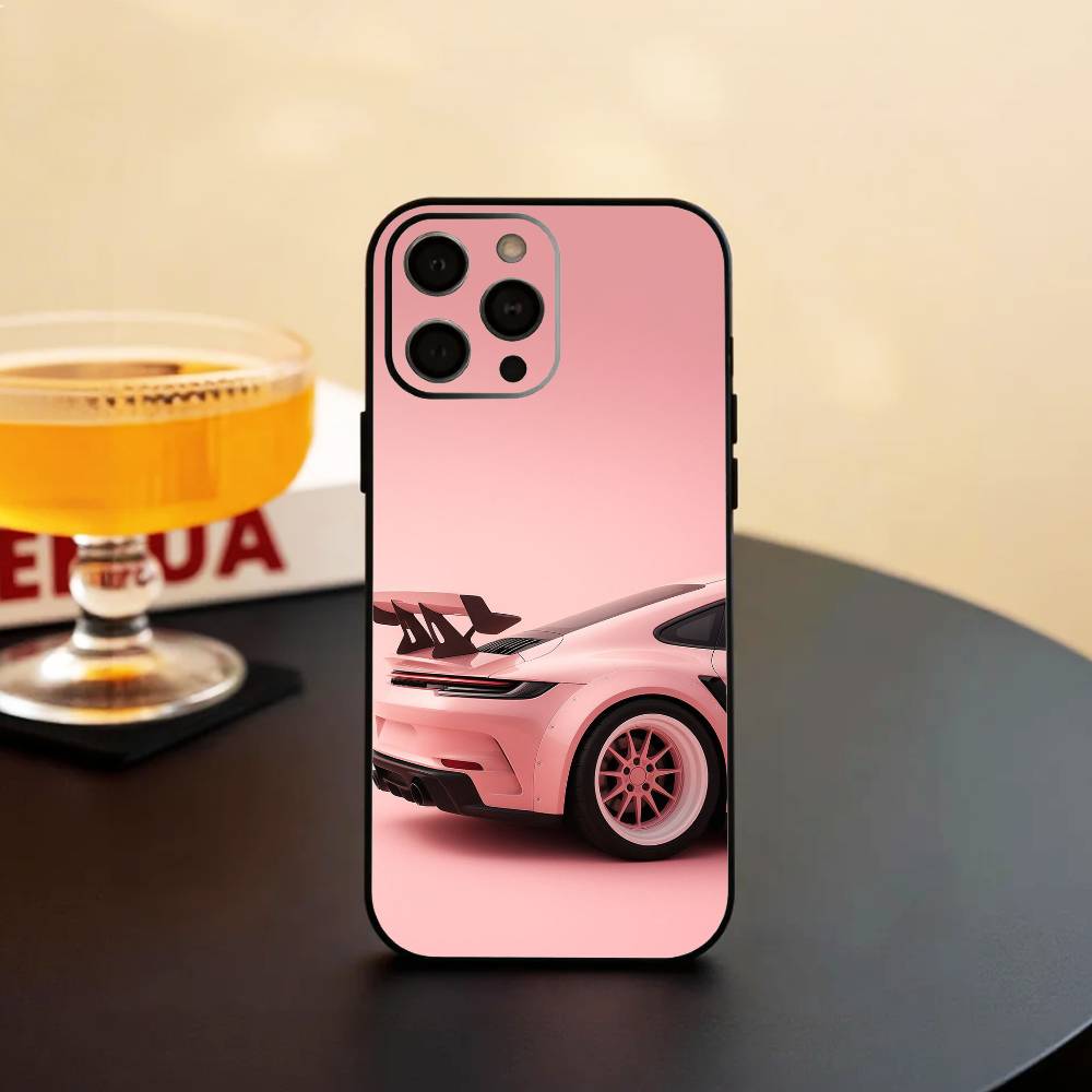 Pink S-Sports C-Car Rear Pattern   Phone Case Silicone Soft For IPhone 17 16 15 14 13 12 11 X XR Plus Pro Max Plus