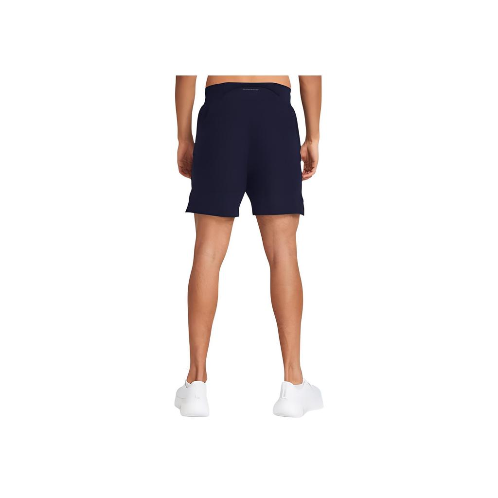 Under Armour Mid-Rise Drawstring Casual Shorts With Logo Print Men Bottoms Navy-Blue 1376508-410