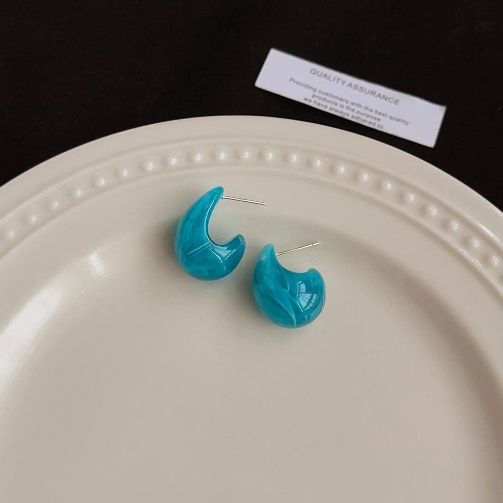 Maillard Coffee Color Amber Earrings Women's Autumn and Winter High-end Commuter Style Earrings Light Luxury Niche Design Earrings