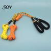 Pets Teeth Cleaning Bone ETPU Dog Chew Toy, with Braided Rope, Foam Handle, Interactive Tug Heavy Duty Pull Toys of War Pet for Medium Large