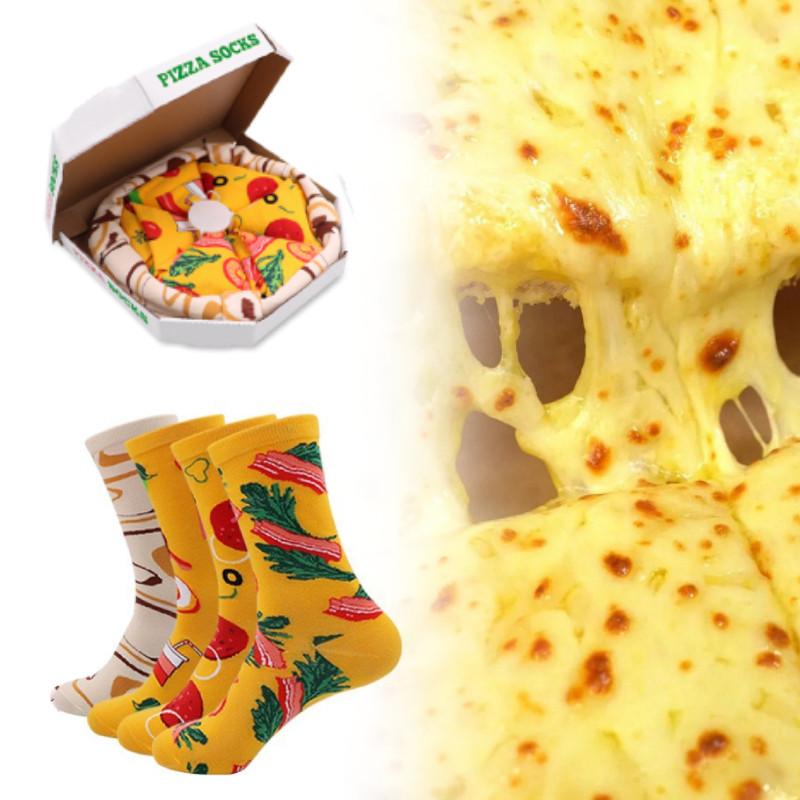 Lustige und farbenfrohe Pizza-Socken-Geschenkbox für Männer und Frauen mit kreativen Designs