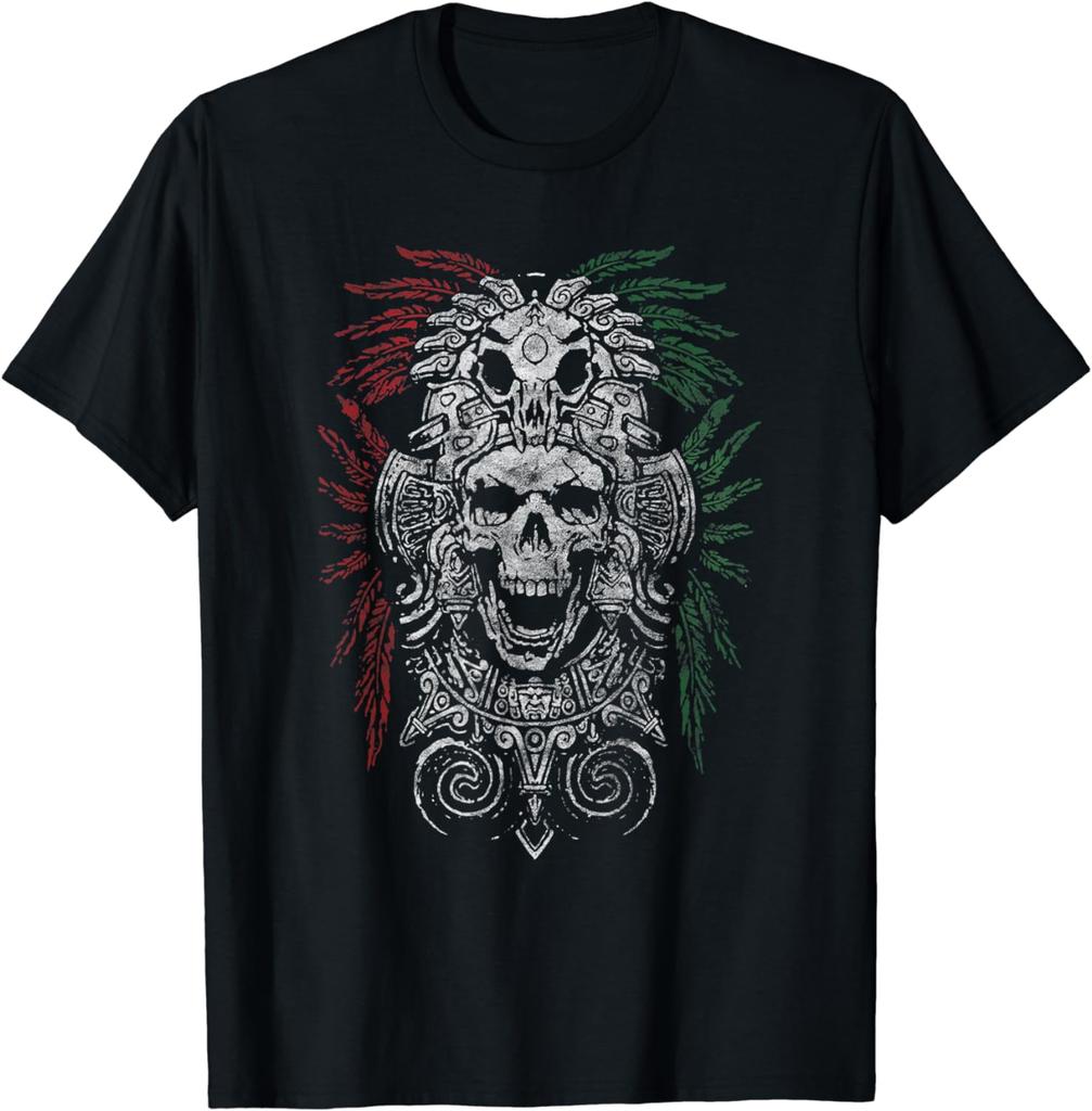 Ancient Aztec King Mexican Skull Mayas Mask Calavera Azteca Unisex T-Shirt