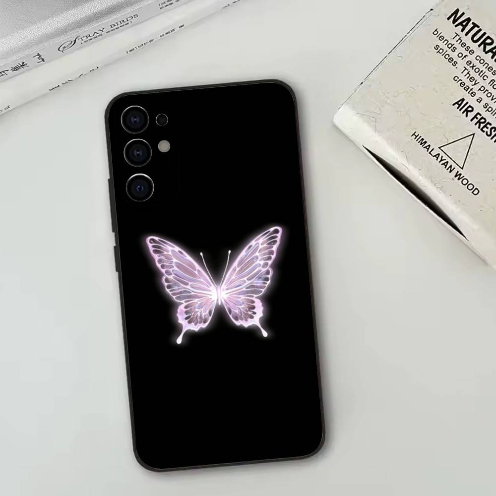 

Флуоресцентная бабочка Чехол для телефона для Samsung S25, S24, S21, S22, S23, S30, Ultra, S20, Plus, Fe, Lite, Note, 10, Черный чехол Samsung S20lite5G