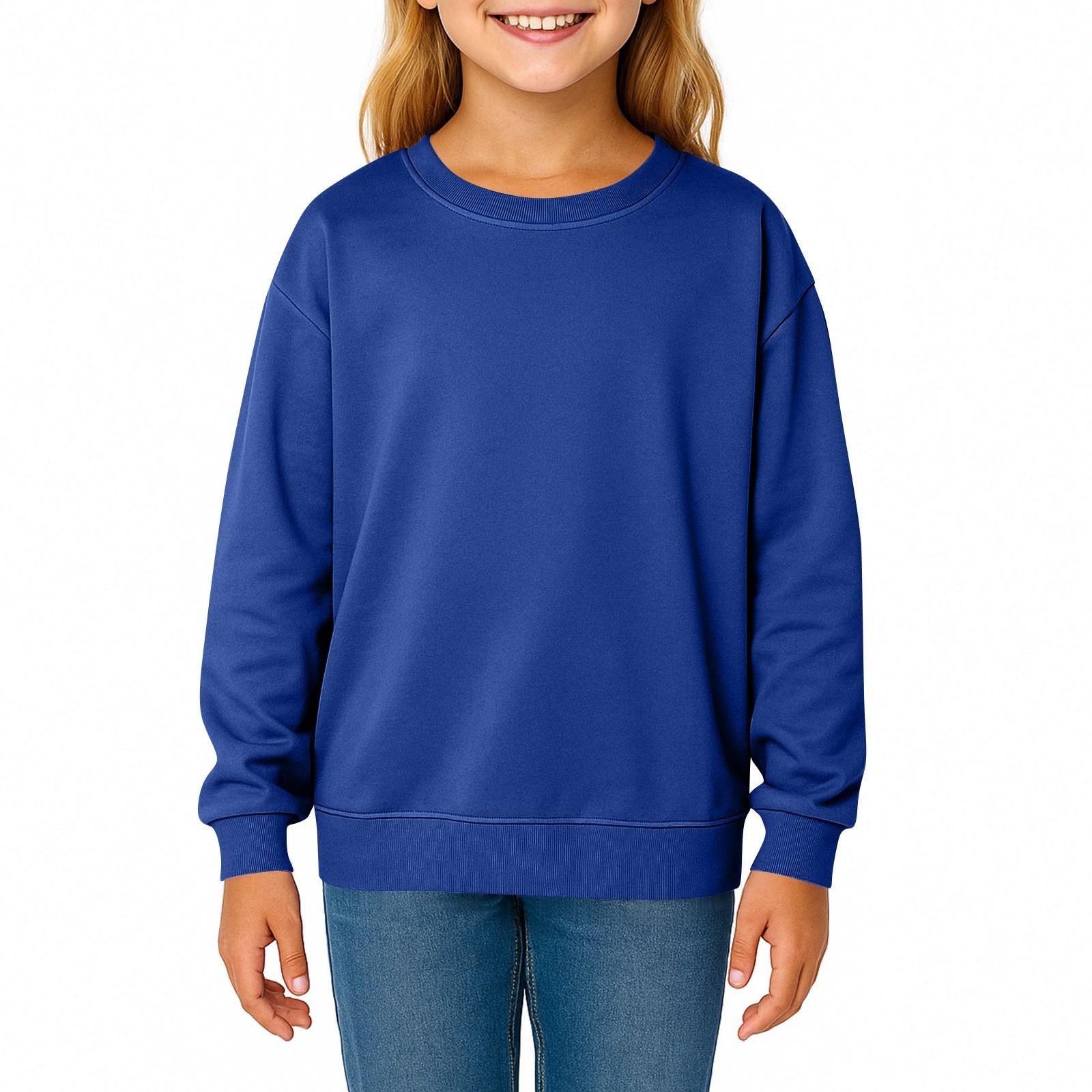 

Детская мода Однотонный пуловер с длинным рукавом и круглым вырезом с карманами Повседневный взрослый свитшот Топ 130