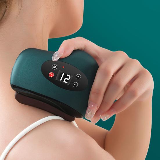 Electric Gua Sha Device 9/12 Vibration Levels Adjustable Heated Face Massager Red Light Therapy Facial Neck Arm Leg Body Guasha Tool with Heat