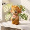 Creative Birthday Gifts for Friends Highland Cow Holding Flower Statue, Cute Resin Animal Figurine, Desk Accessories Women Farmhouse Sculpture