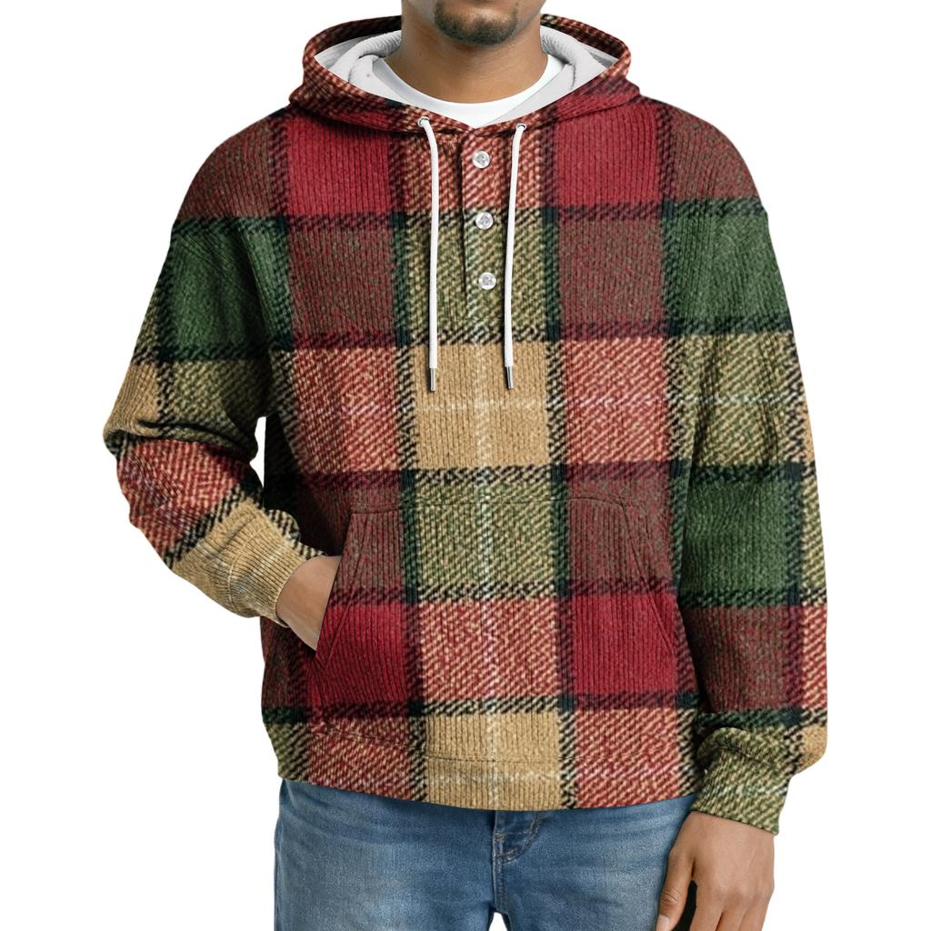 Men's Knit Hooded Sweatshirt Casual Long-Sleeve Sweatshirt