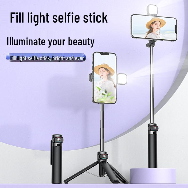 M17 Anti-Wackel Selfie-Stick mit zwei Fülllichtern und tragbarem Stativ für vertikale Aufnahmen und Live-Streaming.