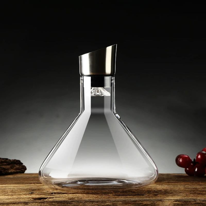 1.5L Waterfall Decanter Household Crystal Glass European Style Light Luxury Transparent Glass Mountain Vision Red Wine Decanter