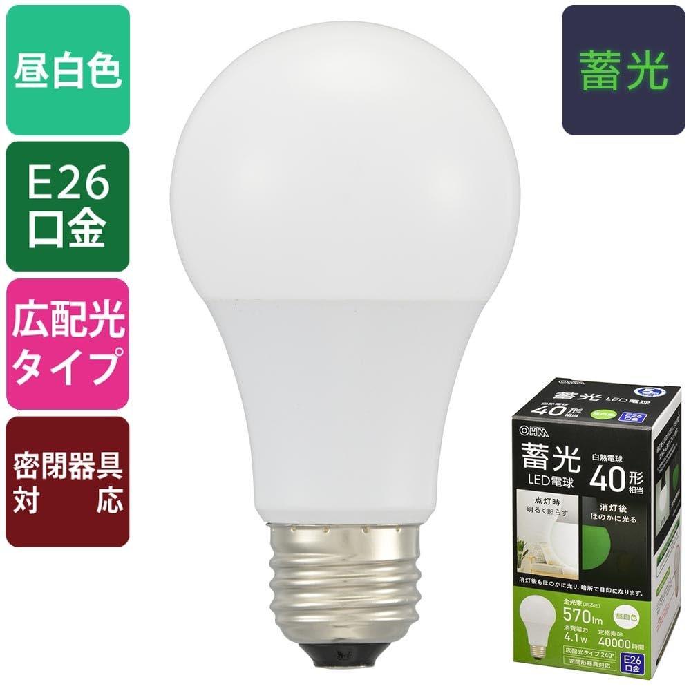 OHM Electric Glow-in-the-Dark LED Bulb E26 Base 40W Equivalent Natural Daylight White 570lm LDA4N-G L5