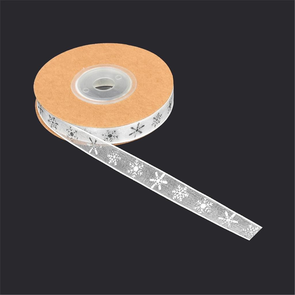 Christmas Polyester Ribbon Festive Decoration Snowflake Ribbon Seasonal Ribbon for Gift Wrapping and Tree Decoration