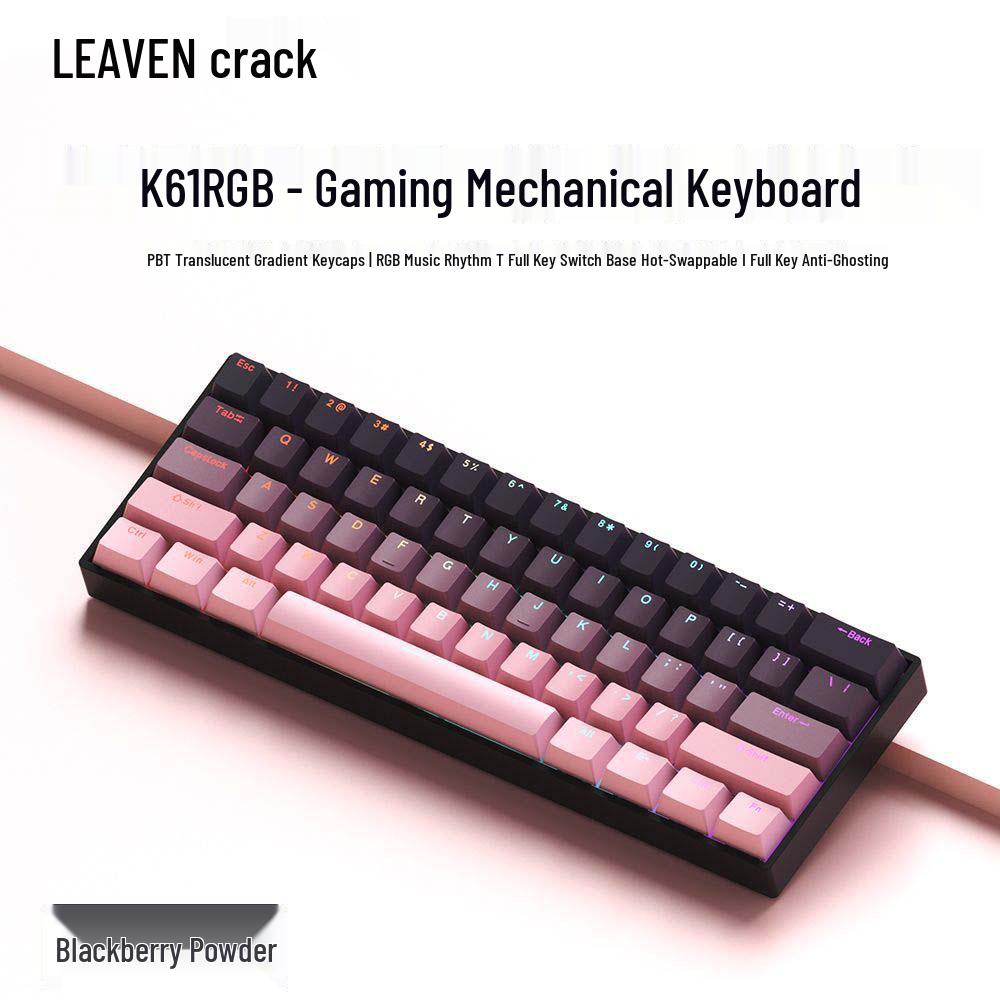 K61 Compact RGB Mechanical Keyboard - 61-Key Portable for Laptop & Office Gaming with Blue, Brown, Red Switch Options