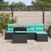 Garden Dining Set with Cushions 6 pcs Black and Teal
