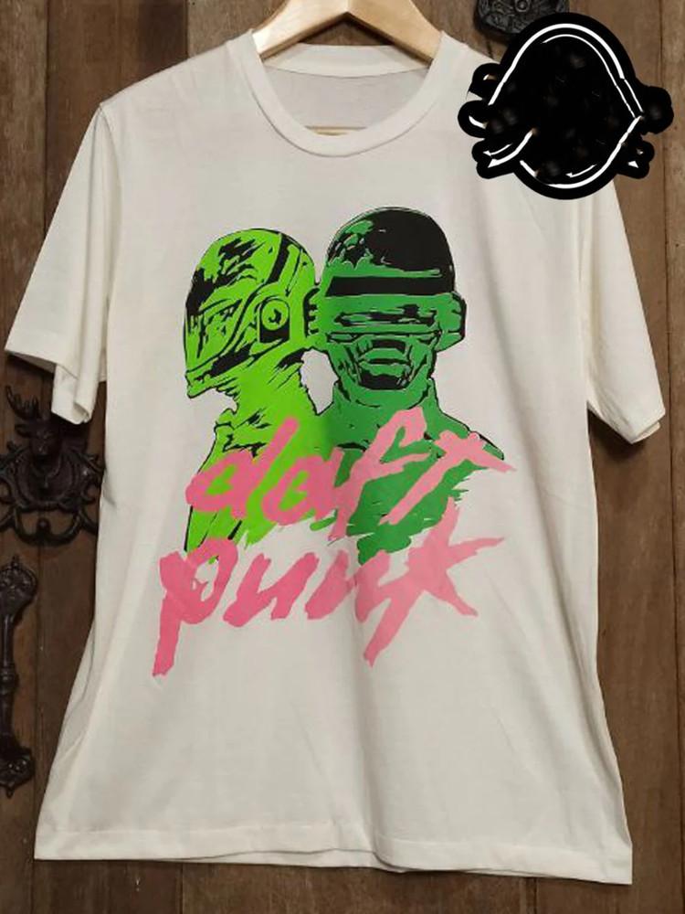 Vtg Daft Punk Band White Cotton Full Size Shirt uNISEX Unisex T-Shirt XXXL