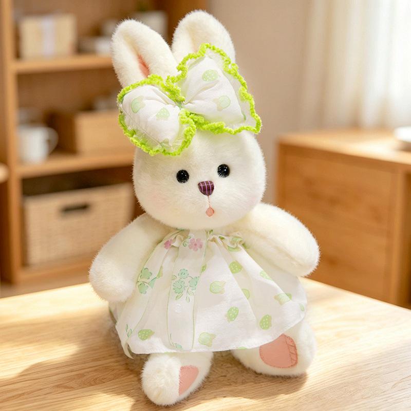 Floral Bowtie Rabbit Plush Toy - A Soothing Companion for Children 30cm, 170g