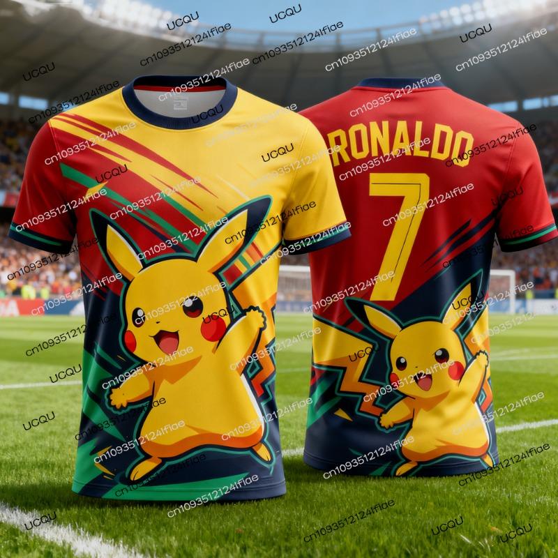 2026New Pikachu Special Edition Football Jersey T-shirt Ronaldo NO.7 Adult Men/Women Football Jersey Tshirt Kids Pikachu Tshirt