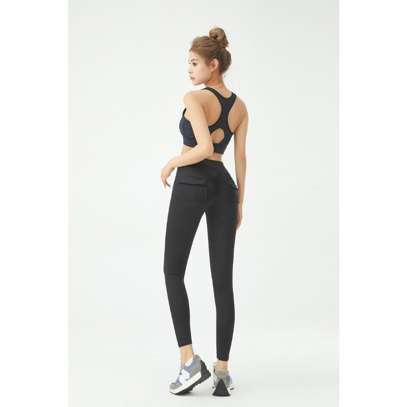 Workwear Wind Fitness Pants Women with Pockets Sports Leggings Stretch High Waist Peach Hip Pants Sexy Pants Skinny Leggings for Women