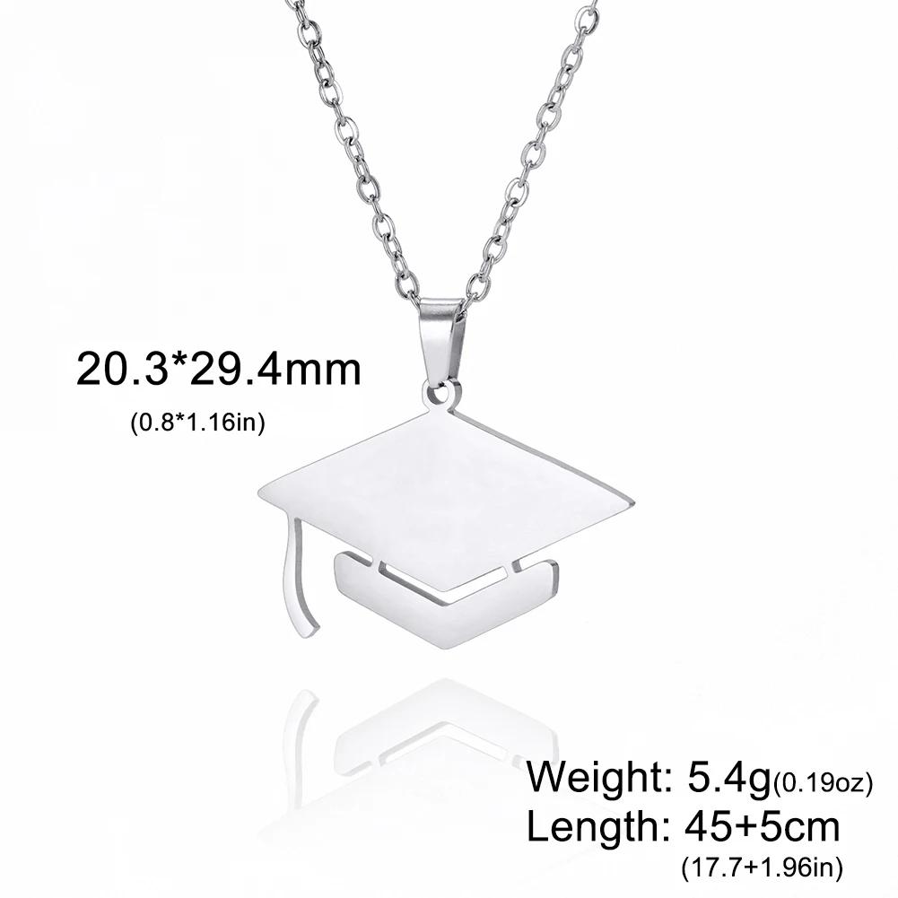Cazador Graduate Hat Pendant Necklaces for Women Men Student Graduation Gift 2026 Stainless Steel Bachelor Cap Necklace Jewelry