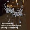 Crystals Bridal Headband with Forehead Chain Adjustable Wedding Crown/Ear Hangers Jewelry for Photography and Ceremony