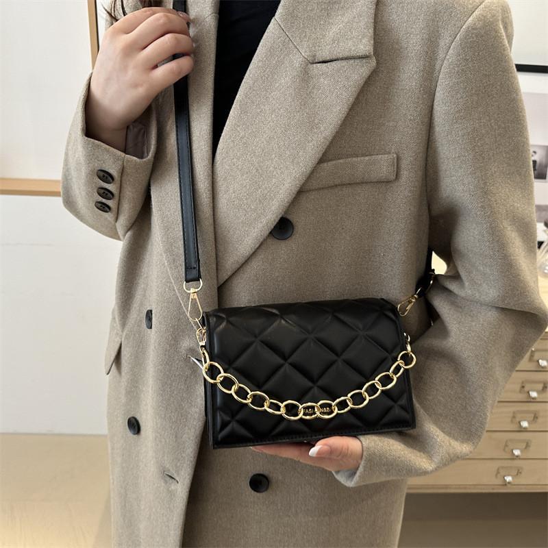 Chic Quilted Pattern Pu Shoulder Crossbody Bag Stylish Handbag For Everyday Use