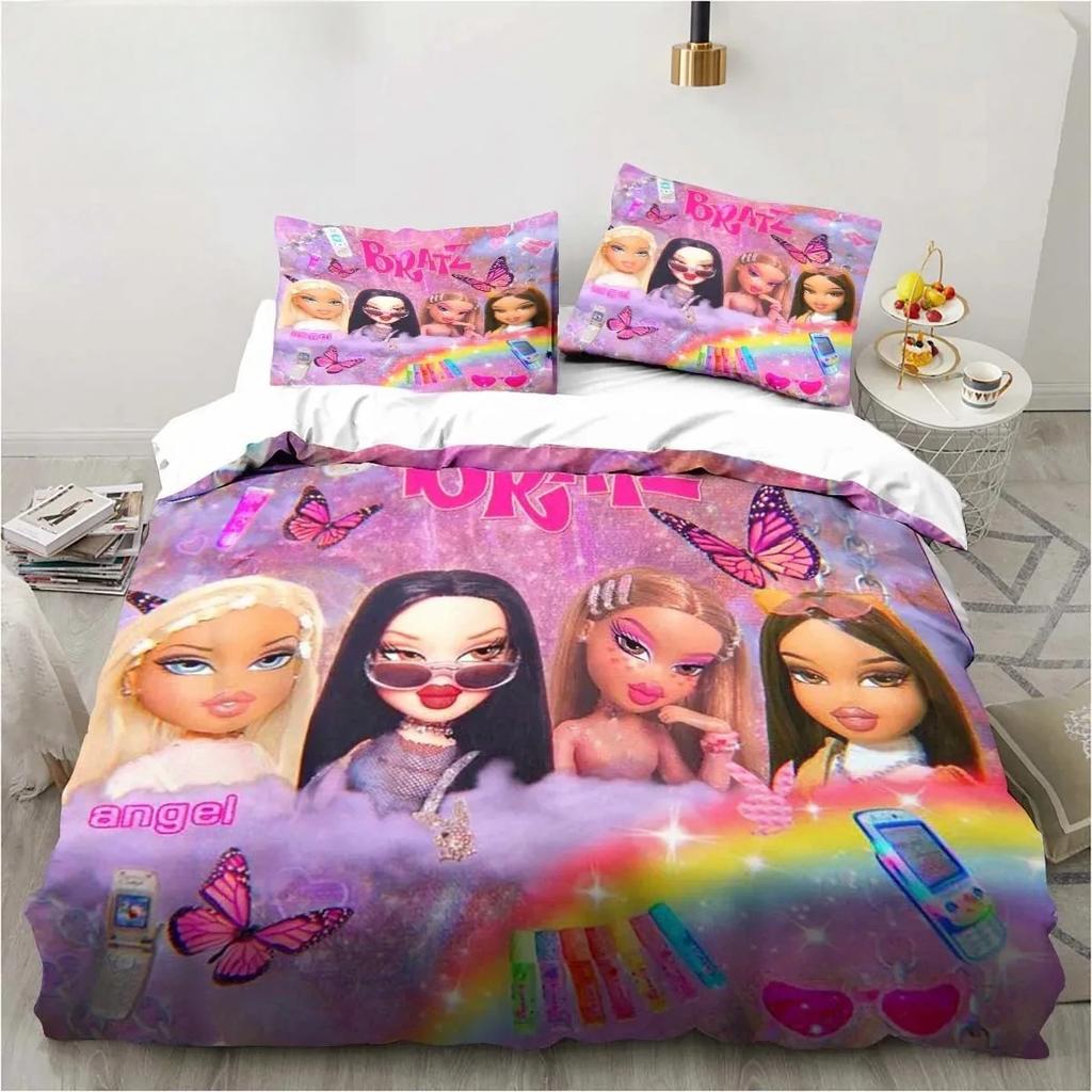Kreslený B-Bratz 3D Tisk Kawaii Dívčí Ložní Souprava Jednolůžko Twin Full Queen King Size Ložní Souprava Dospělý Dítě Dívky Ložnice Ložní Prádlo Dárek